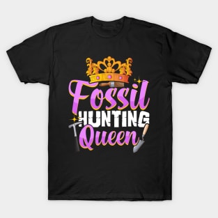 Cute Fossil Hunting Queen Girls Paleontologist T-Shirt